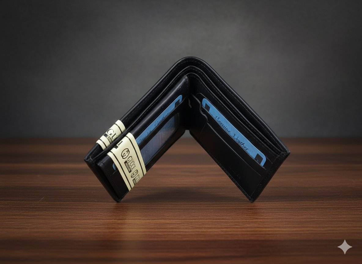 Premium Genuine Leather Men's Bi-Fold Wallet