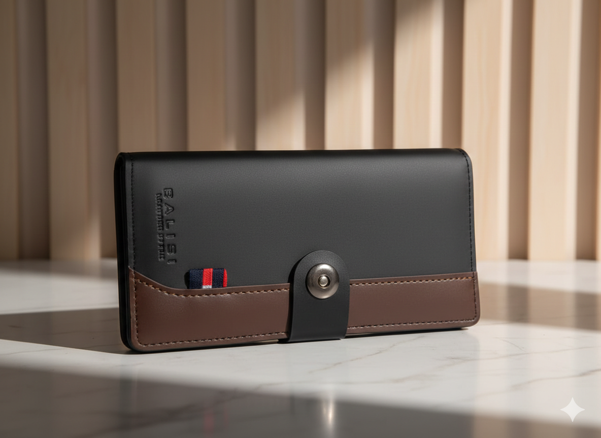 Cow Leather Long Wallet for Men Boys