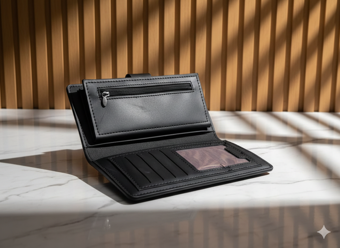 Cow Leather Long Wallet for Men Boys