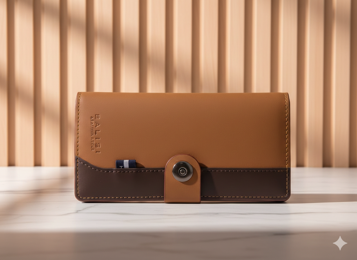 Cow Leather Long Wallet for Men Boys