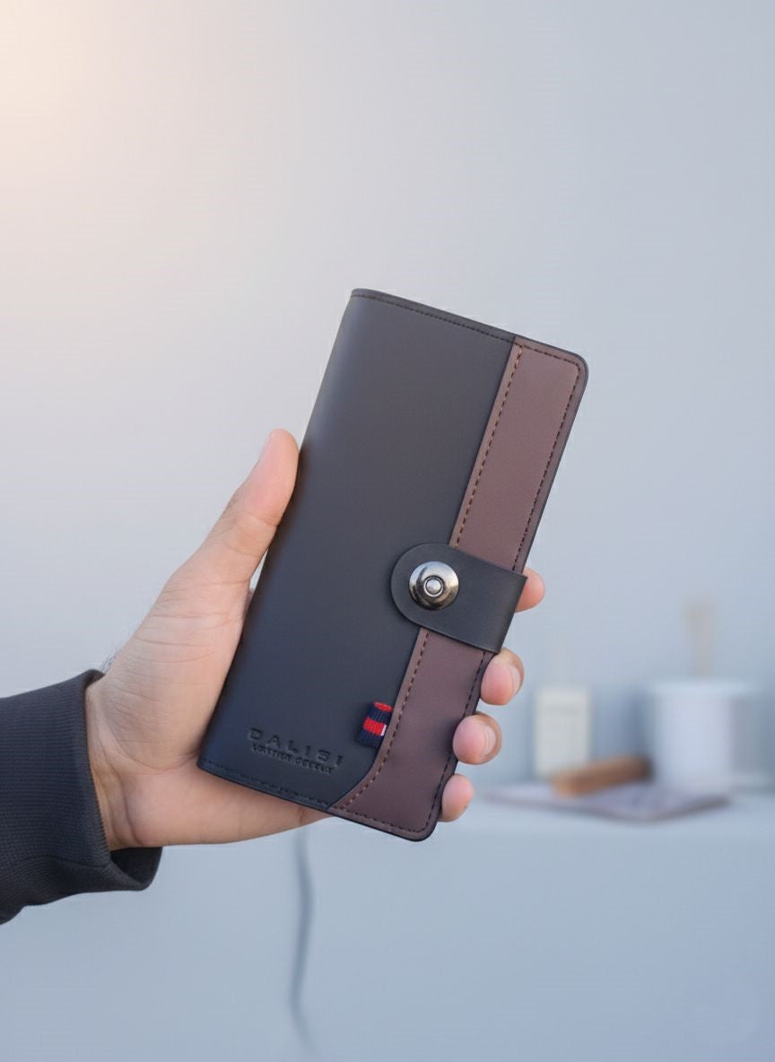 Cow Leather Long Wallet for Men Boys