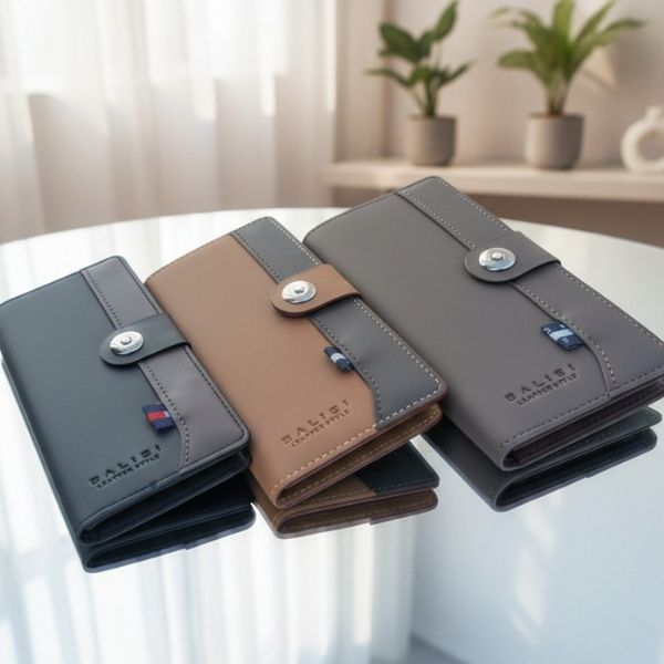 Cow Leather Long Wallet for Men Boys